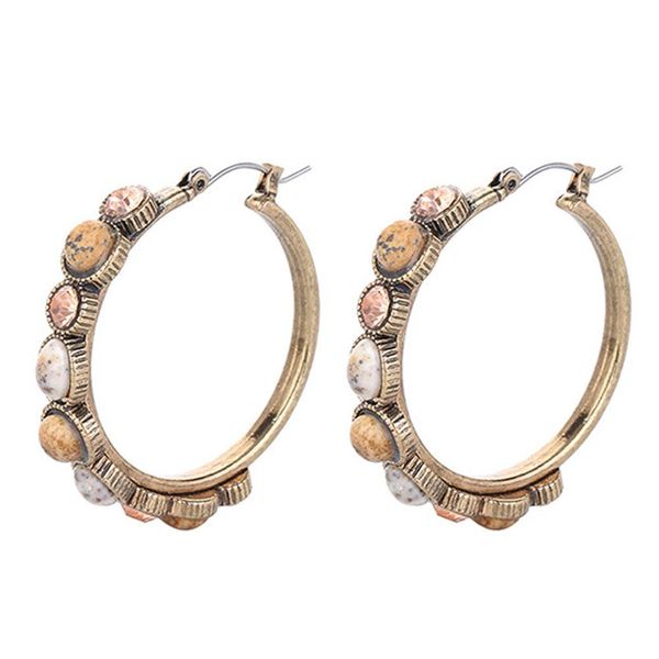 

fashion women earrings resin stone alloy rhinestone inlaid hoop earrings party jewelry gift new woman's accesories, Golden;silver