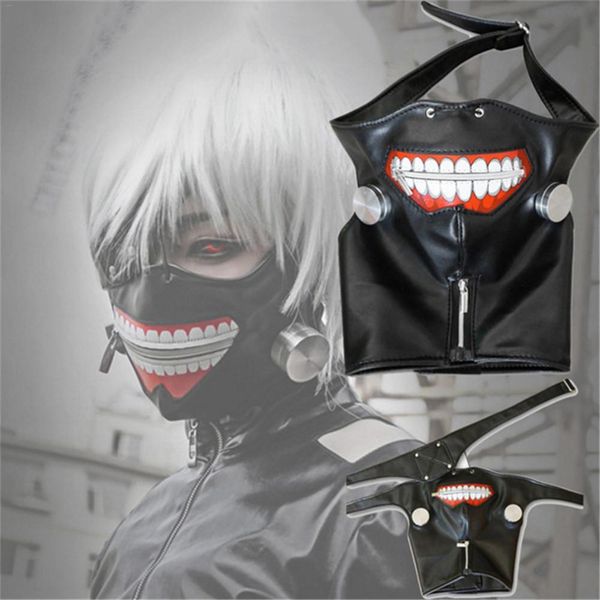 

scary mask tokyo ghoul pattern pu mask zipper cosplay masquerade party supplies ghost