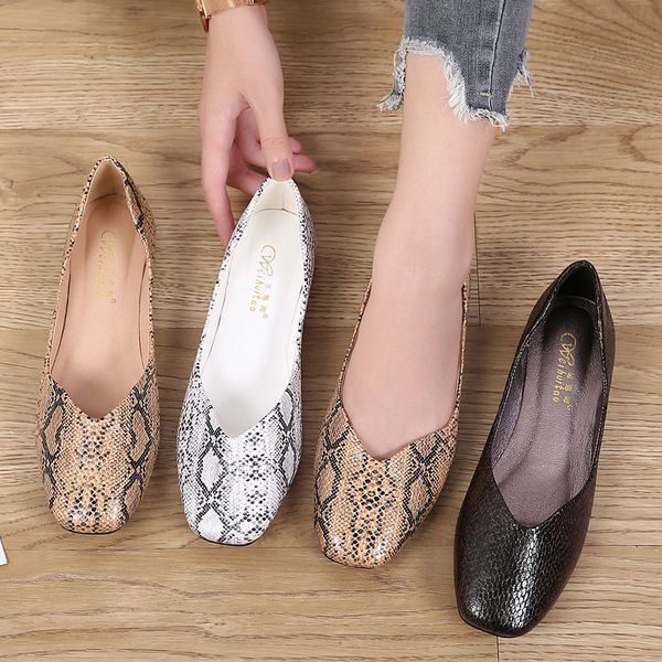 

autumn shoes soft square toe all-match dress flats women shallow mouth 2019 fashion women's casual female sneakers fall summer, Black