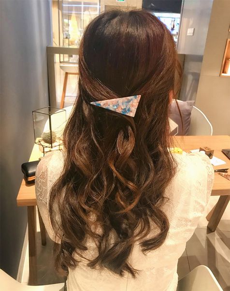Korean Acetate Marble Hairpin Triangle Stitching Adult Elegant
