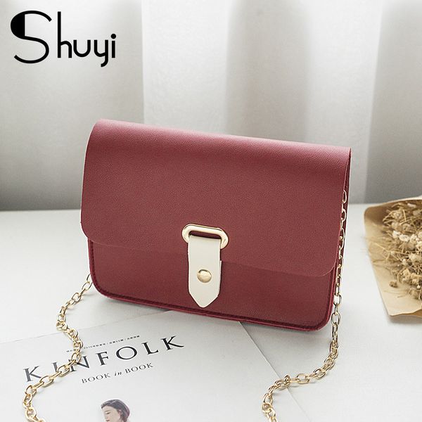 

shuyi ladies bag simple trendy women's shoulder bag fashion pu leather chain female crossbody wild phone small square
