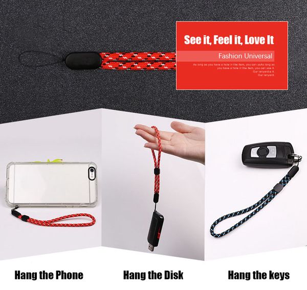 Einfache Mode Handy Lanyard Männer Und Frauen Allgemeine Kurze Handgelenkseil Digitalkamera Selbstauslöser Hebel Kurze Lanyard 500PS