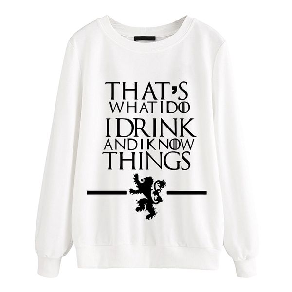 

that's what i do i drink and know things sweatshirt new arrival women autumn pullovers hipster harajuku hoodies tracksuits, Black