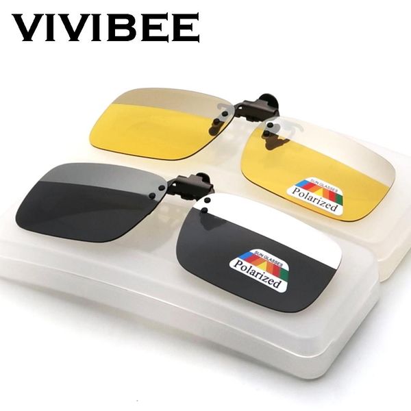 

vivibee 2020 new arrival square polarized clip on sunglasses men driving two colors grey silver clip-on mirror women glasses wmeoi