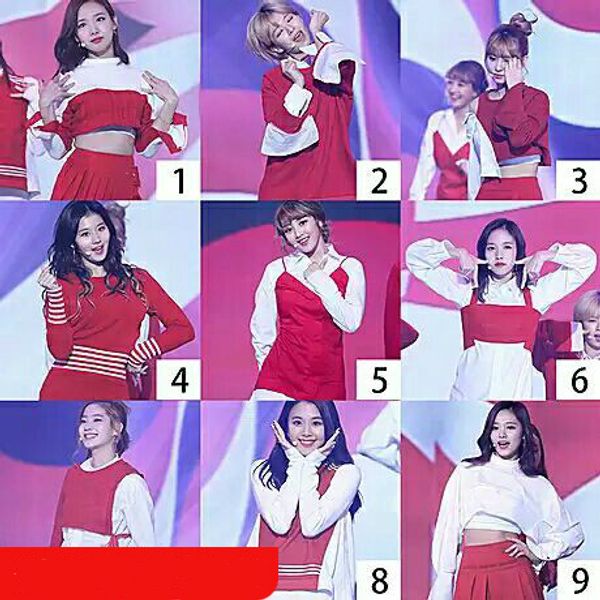

kpop twice stage show same korean red slim long sleeve shirts +high waist mini skirt sling dress women 2 piece outfits, White