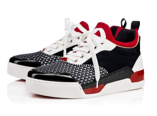 

with paper bag] nice man like sneaekrs luxury red bottom sneakers men footwear trainers aurelien flat sports geunine leather, Black