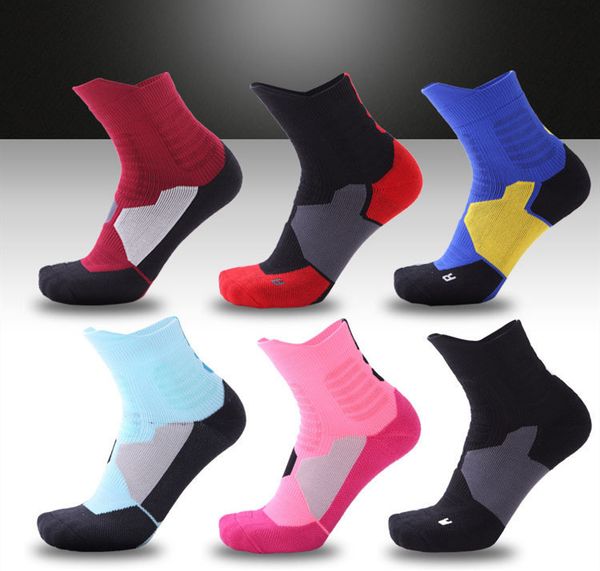 

mid tube elite basketball stockings for men thickened towel bottom breathable professional sports socks elite socks male, Black
