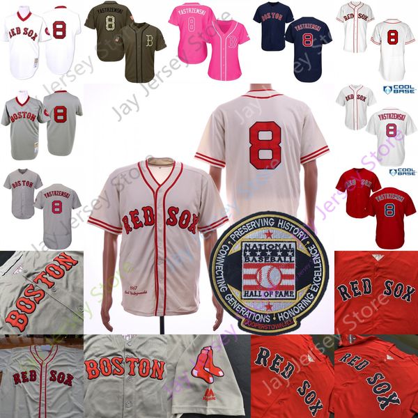 

Carl Yastrzemski Jersey Hall Of Fame Red Sox Jerseys Boston Cool Base Flexbase Home Away Pullover Button