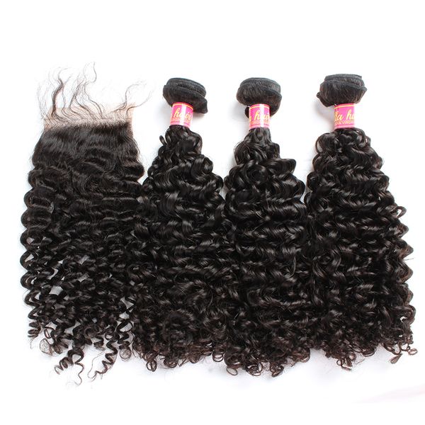 

bella hair bundles with closure brazilian virgin curly weaves natural color extensions julienchina, Black