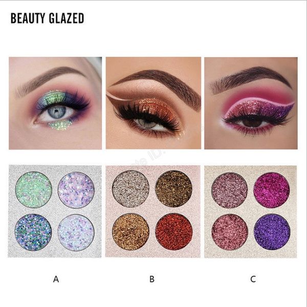 

beauty glazed makeup pressed glitter 4 color eyeshadow diamond eye shadow palette 3 different colors epacked shipping