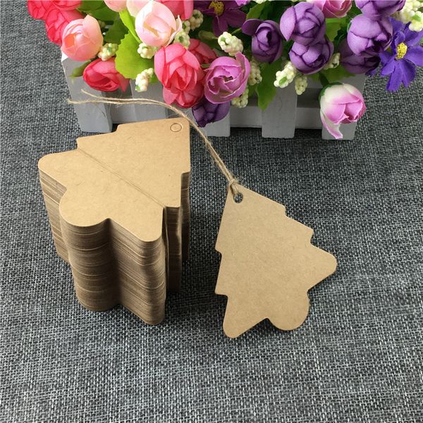 

tree shape hang tag strings available brown 7.5x7cm festival gift handmade present packaging labels paper tag 400pcs/lot, Black