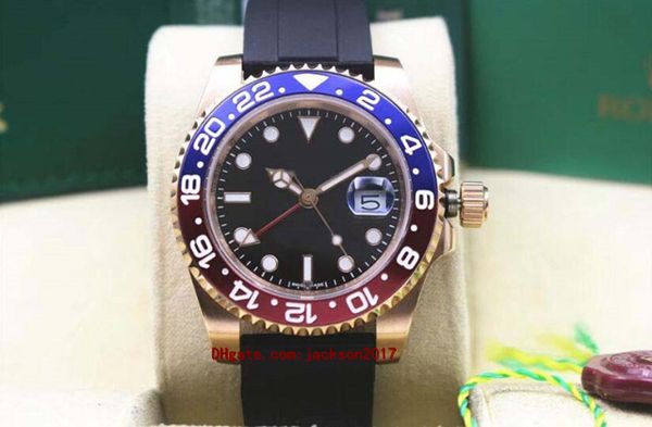 

5 style 04 sport style gmt ii 116710 mens watches mechanical automatic rubber belt black dial ceramic bezel 40mm, Slivery;brown