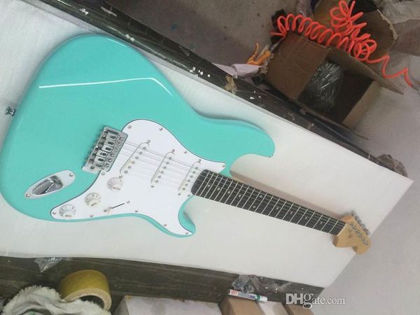 

light blue 6-string electric guitar, personalized service