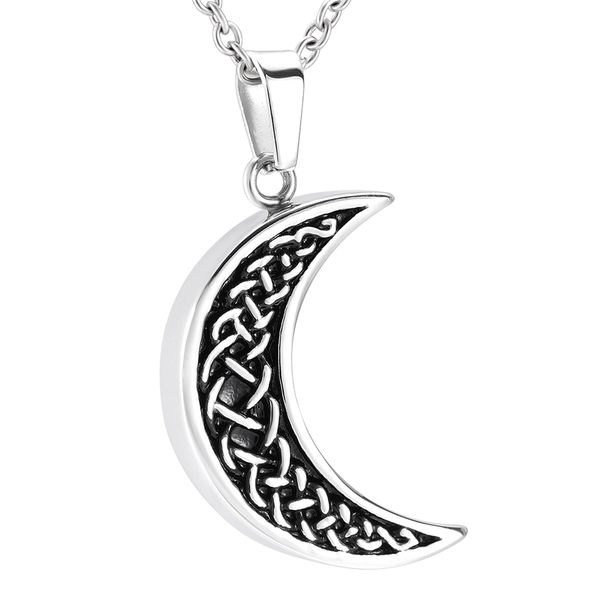 

zzl100 moon shape human ashes holder stainless cremation jewelry for loved ones memorial keepsake casket urns, Silver