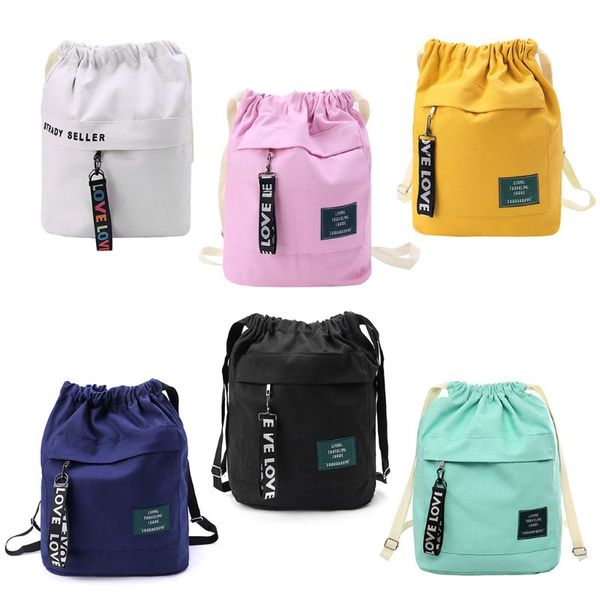 

fashion canvas drawstring backpack bag cinch sack portable casual string sackpack rucksacks