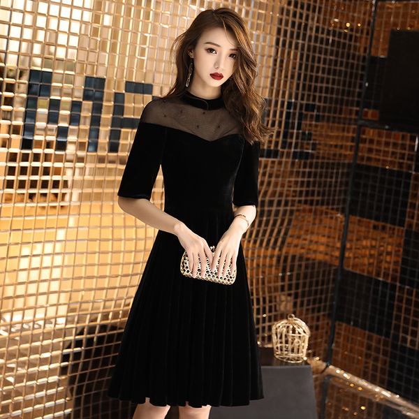 

2020 vestidos de alfombra roja abiye gece elbisesi celebrity dress evening dress new velvet celebrity party slim small female, Black