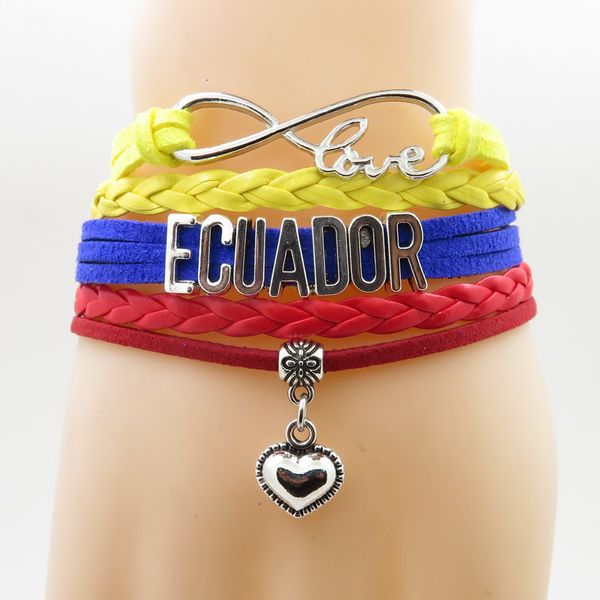 

бесконечная любовь эквадор браслет сердце очарование любви моя родина эквадор флаг ювелирные браслеты браслеты для женщин и мужчин, Golden;silver