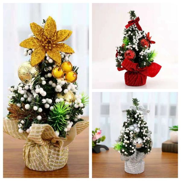 

colorful christmas tree with ribbon bow tree decoration tablesmall christmas ornaments for home office decor