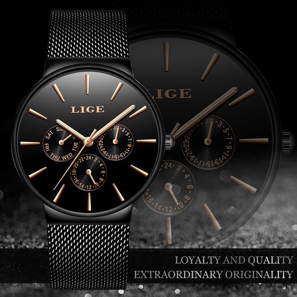 

lige mens watches men ultra thin date clock male steel strap casual quartz watch men sport waterproof watch+box, Slivery;brown