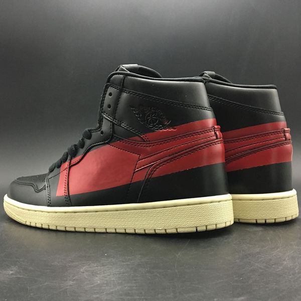 

Newest 1 Basketball Shoes 1s Black And Red Design Mens Couture Defiant Patent Leather Sports Sneakers Outdoors Trainers For Basketball