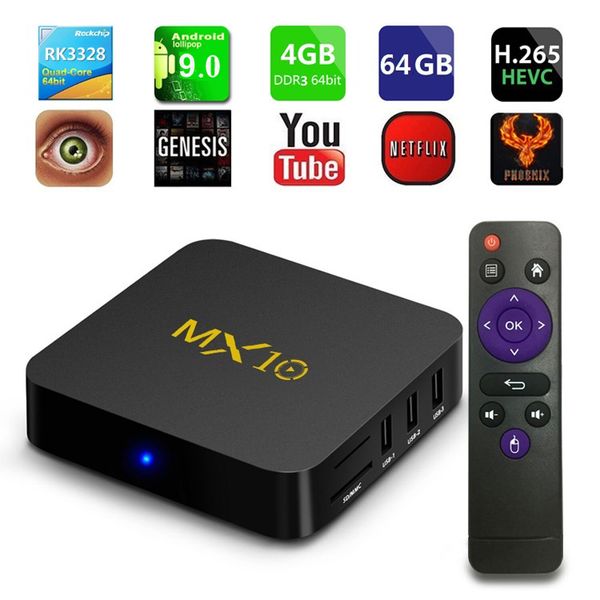

MX10 4GB DDR4 64GB Android 9.0 TV BOX Rockchip RK3328 QuadCore Support IPTV subscription 4K H.265 WIFI Streaming Media Player