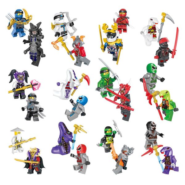 

24 pcs lot mini ninja action figure toy building blocks ghost evil ninja pythor chop'rai mezmo serpentine army
