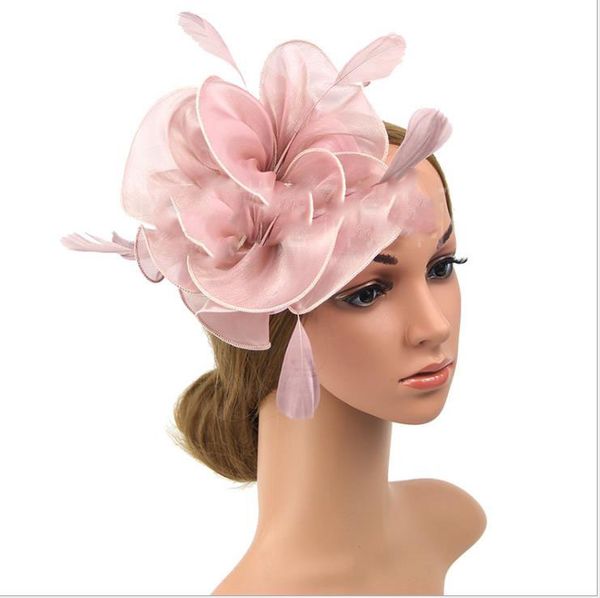 

bride feather headdress racing festival netting hat headdress, Silver