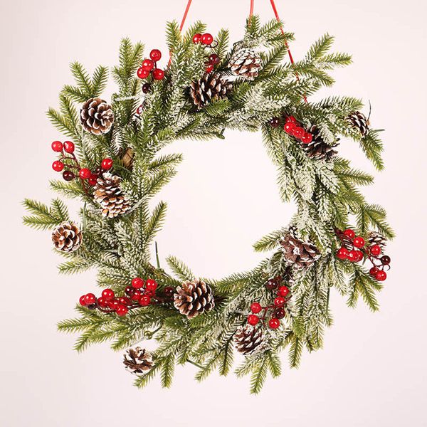 

christmas wreaths pine cones colored balls christmasparty decor garlands door ornament decorations for home xmas #ew