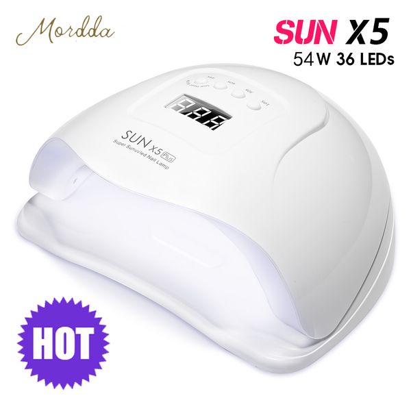 

mordda led nail lamp uv lamp nail dryer for all gels polish manicure lcd display sun light infrared timer 6/36/48/54/60/72w