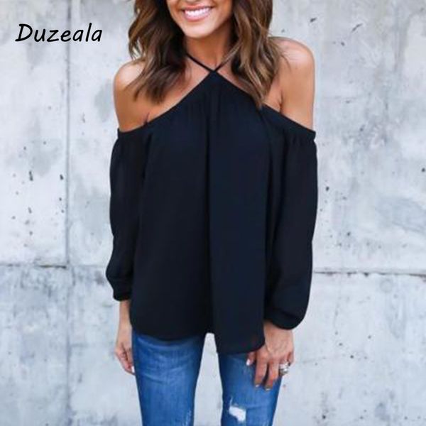 

fashion women blouses special hang neck long sleeve shirt women plus size s-xl blouse casual loose blusas, White