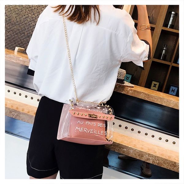 

2020 new korean version of shoulder bag women's casual fashion transparent messenger bag portable jelly