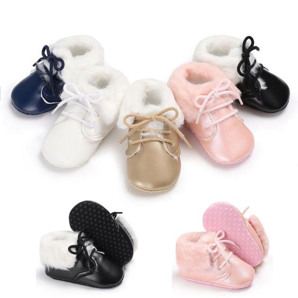 

baby newborn winter warm snow boots toddler infant soft shoes booties 0-18m baby girl boy anti-slip leather christening shoes, Black;grey