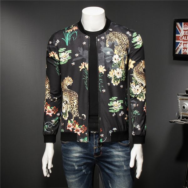 

mens pattern куртка мода печати мужской куртка классический дизайнер бомбардировщик мужчин party club экипировка мужчины негабаритных 5xl, Black;brown