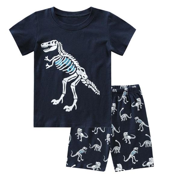 

new arrival toddler boy kids clothes dinosaur print short sleeve t-shirt + shorts 2 piece set baby boy cartoon cloths outfit, White