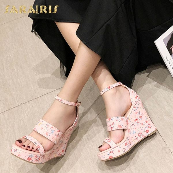 

sarairis fashion new design platform wedge high heels summer sandals women shoes buckle strap sweet shoes women sandals female t200327, Black
