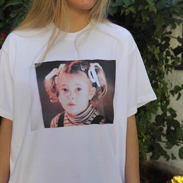 

20fw джастин маленькая девочка фото напечатаны футболка мужчин женщин семейных пар твердые простые футболки летом с коротким рукавом тройник, White;black