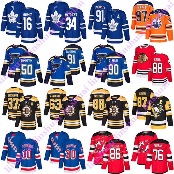 

2019 hockey jerseys ryan o'reilly binnington david pastrnak matthew john tavares p.k.subban jack hughes panarin mcdavid crosby jerseys, Black;red