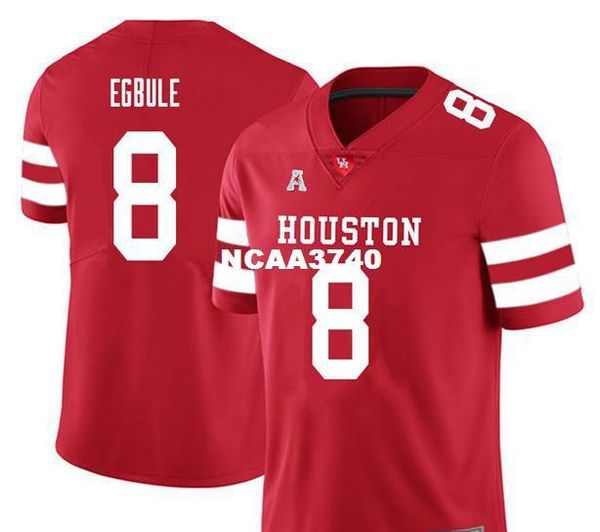 

women hou cougars emeke egbule #8 ladies real full embroidery college football jersey size s-4xl or custom any name or number jersey, Black;red