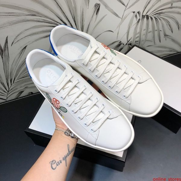 

new designers shoes luxury embroidered white cartoon pretty pattern shoes real leather designers couple trainers casual shoes size 35-45