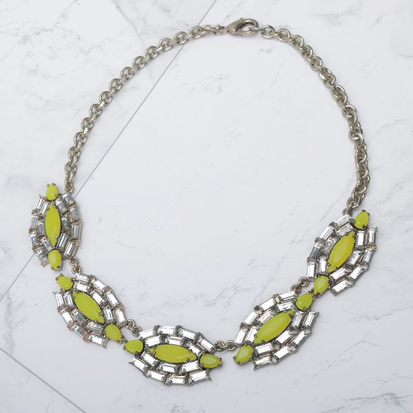 

amorita boutique yellow geometric design pendant fashion necklace, Silver