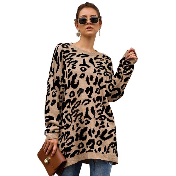 

autumn winter leopard cashmere knitted women long sleeve sweater jumper soft female pullovers sweater truien dames plus size, White;black