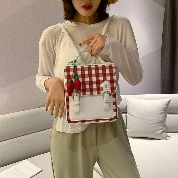

strawberry double - shoulder bag women 2019 new fashion satchel satchel with a korean version of a small square bag