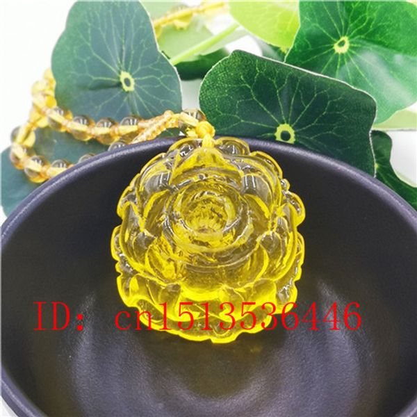 

yellow natural amber rose pendant necklace charm jewellery fashion accessories man woman lucky amulet gifts, Silver