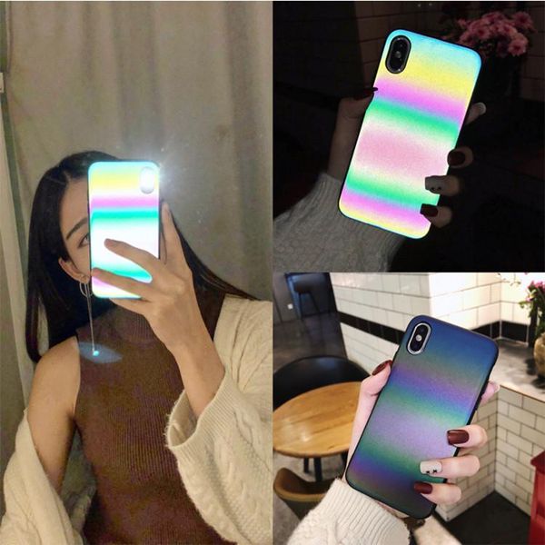 

luxury design rainbow holographic gradient reflective glitter shining phone case for iphone11 pro xs max xr x 7 6 8 plus i8plus back cover