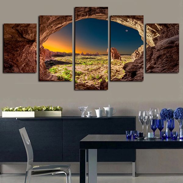 

5 panels arches national park canyon rock sunrise artworks canvas wall art for kid home wall decor abstract poster canvas print oil painting