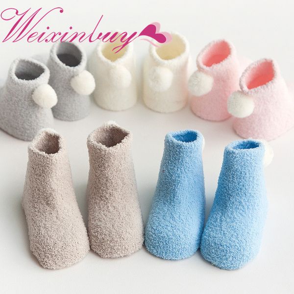

weixinbuy 3pcs/sets lot newborn baby sock coral fleece sweet candy colors baby socks boy girls socks 0-3 year, Pink;yellow