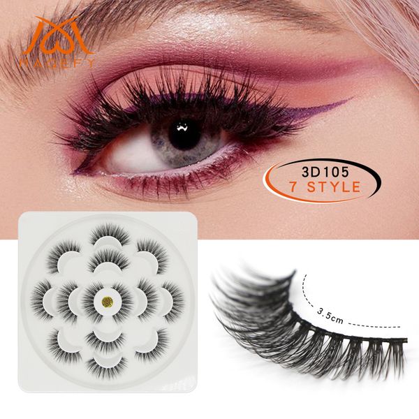 

lotus 7 pairs/pack real eyelashes 3d natural false eyelashes mink lashes soft eyes lash extension makeup cilios