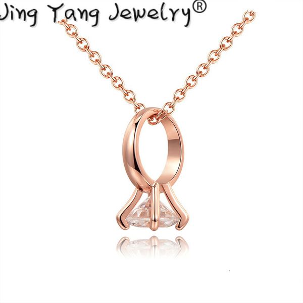 

jingyang charm ketting vrouwen mode rose goud kleur lange ketting zirconia trendy hanger vrouwen sieraden party wedding gift, Silver