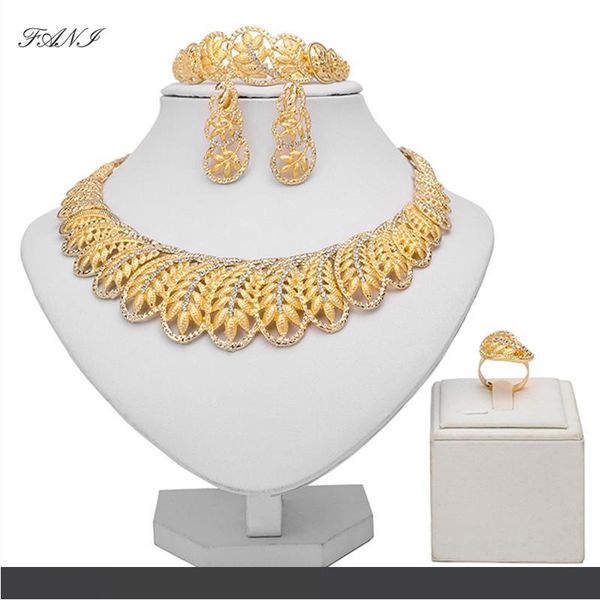 

фани дубай золото роскошные ювелирные наборы оптом итальянские свадебные комплекты ювелирных изделий для женщин заявление ювелирные комплект, Silver