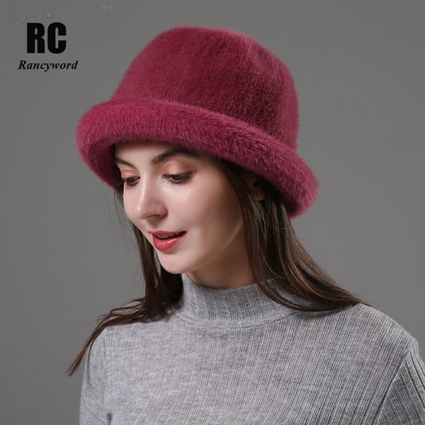 

rancyword] wool elegant women hat dome short brim hats female british retro autumn winter basin cap faux velvet hat rc2070, Blue;gray